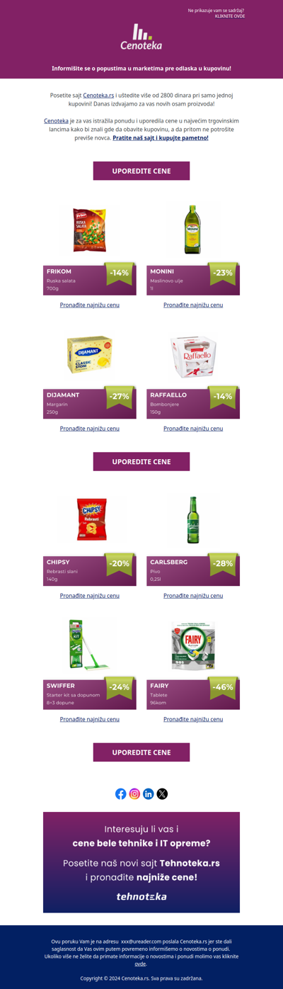 Uštedite 2858 dinara pri kupovini ovih 8 proizvoda