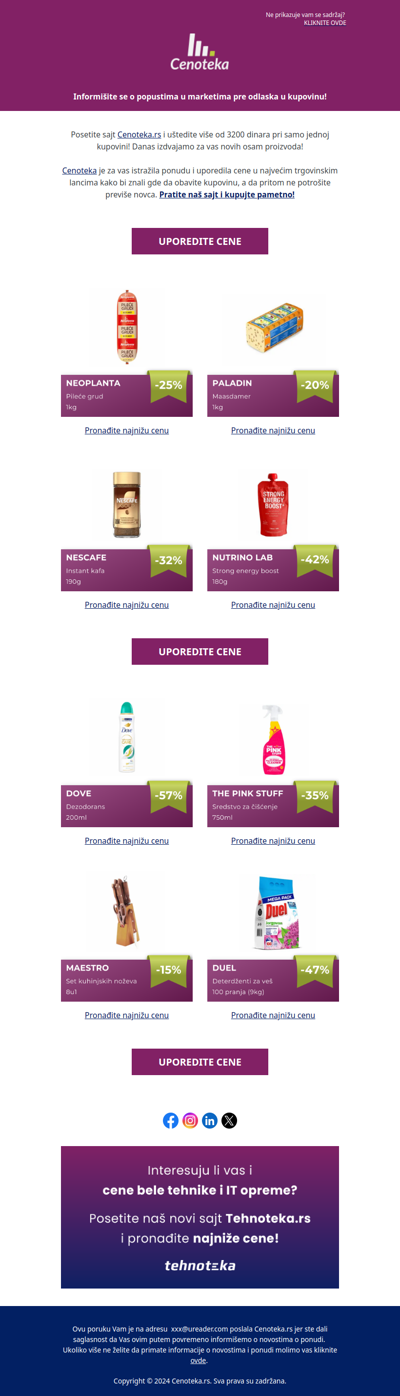 Uštedite 3213 dinara pri kupovini ovih 8 proizvoda