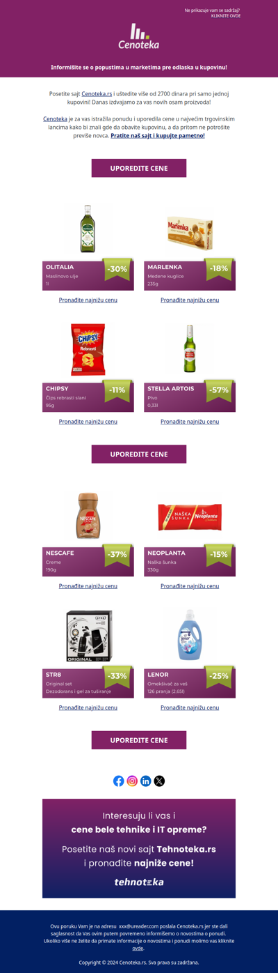 Uštedite 2775 dinara pri kupovini ovih 8 proizvoda