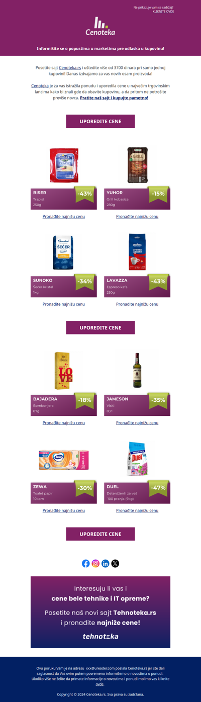 Uštedite 3715 dinara pri kupovini ovih 8 proizvoda