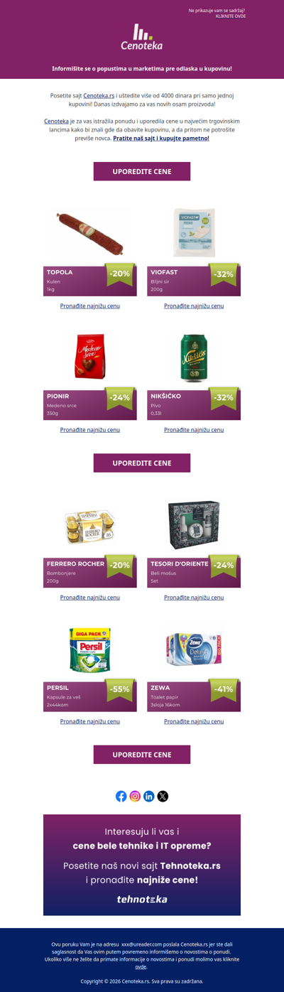 Uštedite 4042 dinara pri kupovini ovih 8 proizvoda