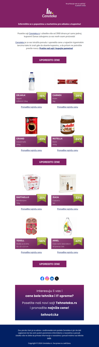 Uštedite 3906 dinara pri kupovini ovih 8 proizvoda