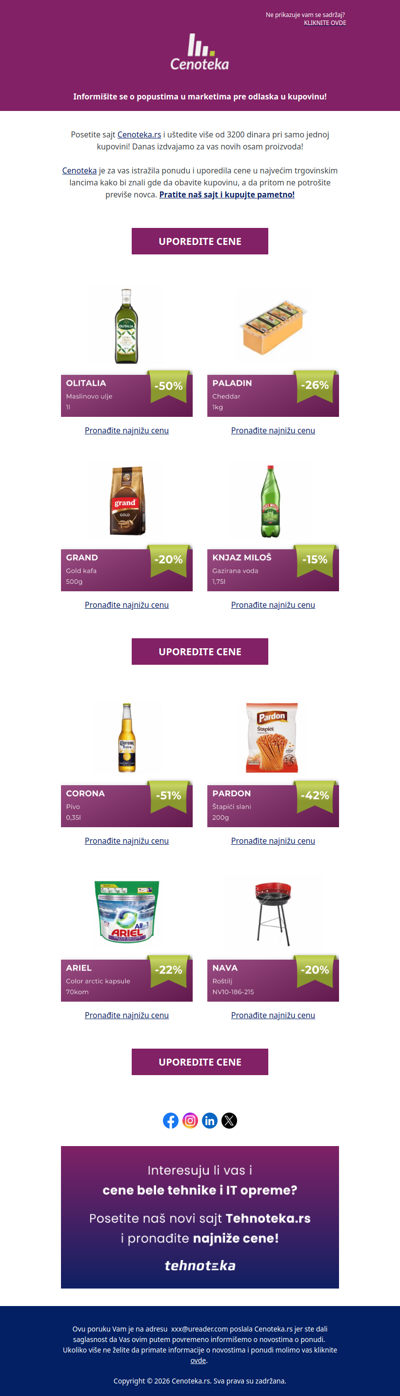 Uštedite 3287 dinara pri kupovini ovih 8 proizvoda