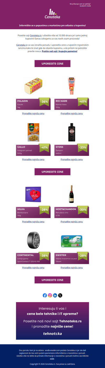 Uštedite 10.744 dinara pri kupovini ovih 8 proizvoda