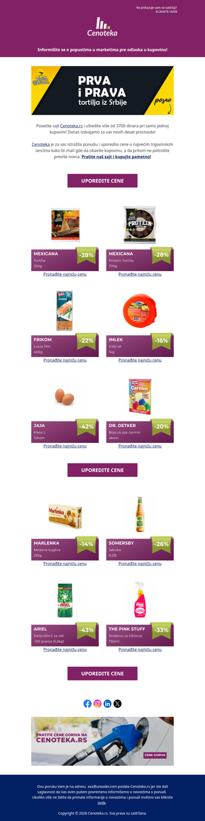 Uštedite 3703 dinara pri kupovini ovih 10 proizvoda