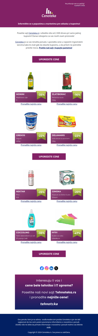 Uštedite 2545 dinara pri kupovini ovih 8 proizvoda