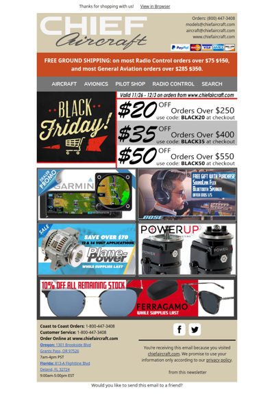 Black Friday GA Sitewide Deals + Garmin, Bose and Plane Power Savings