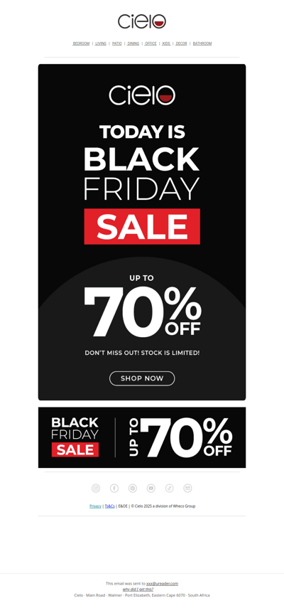 Up to 70% off | Cielo Black Friday Sale