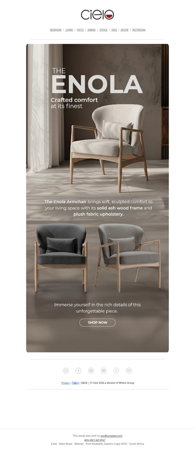 Meet the elegant Enola Armchair | Cielo