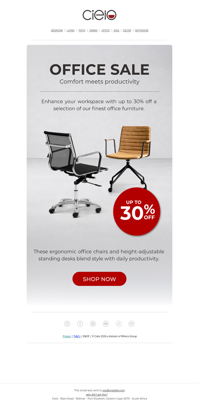 Up To 30% Off Office Chairs & Standing Desks | Cielo