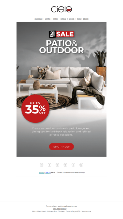 Up to 35% off Patio Sets | 21 Day Sale