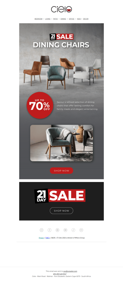 Up to 70% Off Dining Chairs | 21 Day Sale