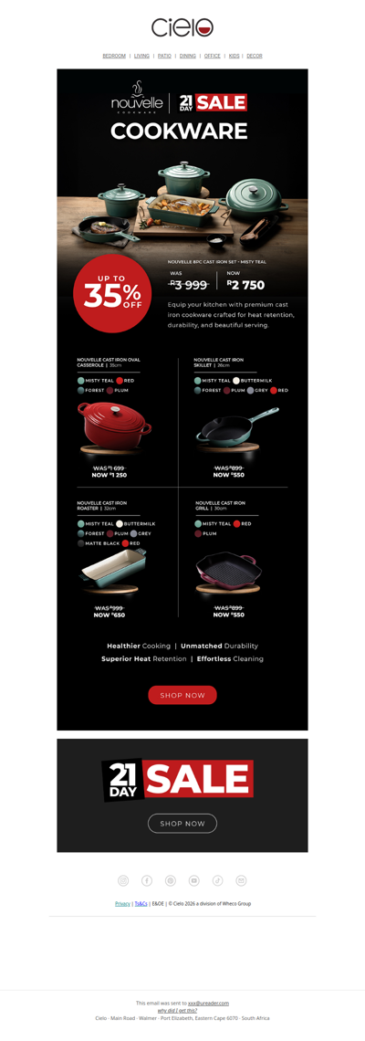 Up to 35% Off Nouvelle Cookware | 21 Day Sale