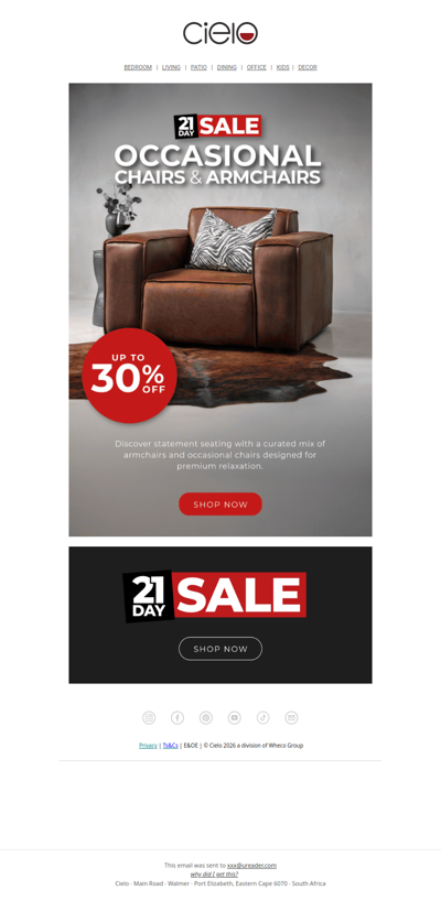 Up to 30% Off Armchairs & Occasional Chairs | 21 Day Sale