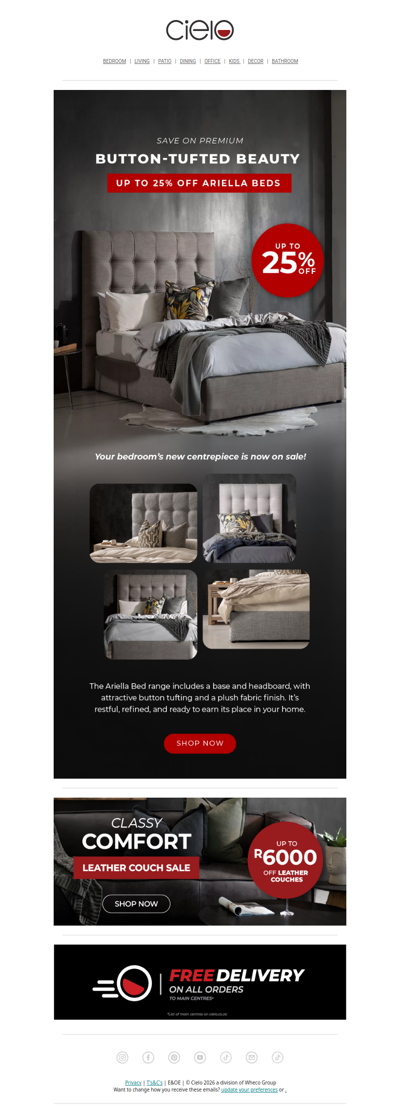 Button-Tufted Beauty: Up to 25% Off Ariella Beds