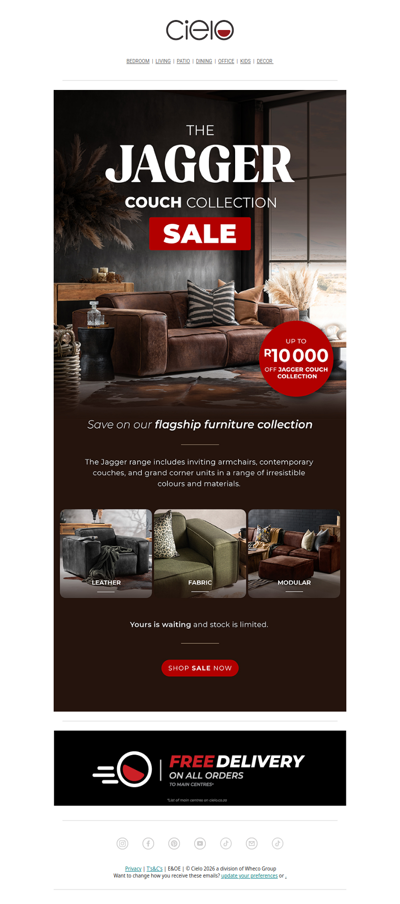 Our Flagship Collection: Up to R10,000 Off Jagger Couches