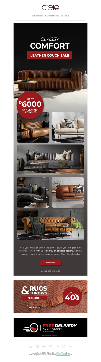 Classy Comfort: Up to R6,000 Off Leather Couches