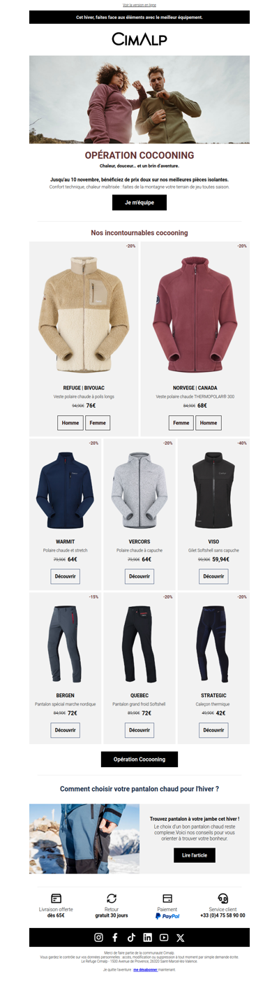 Opération Cocooning : restez au chaud à prix léger ❄️