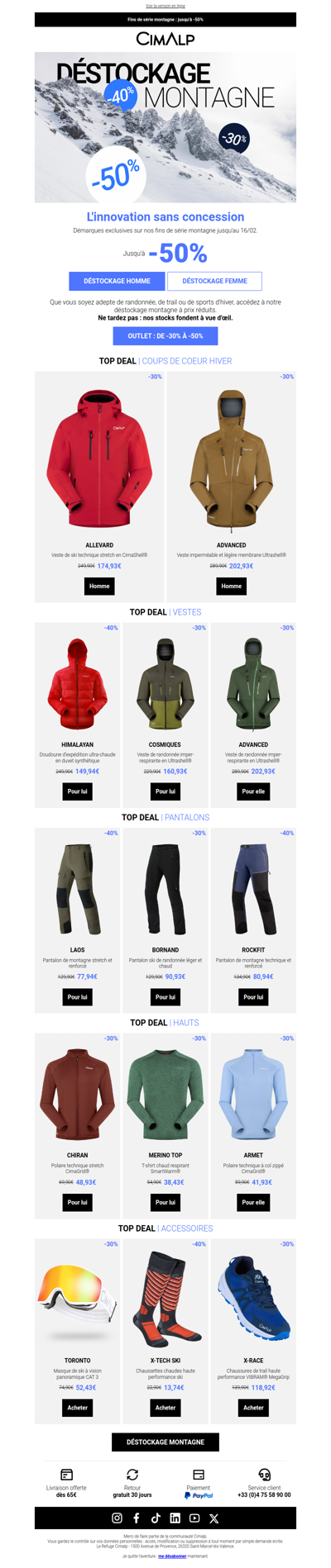 Démarques exclusives 🎿 Jusqu'à -50% !