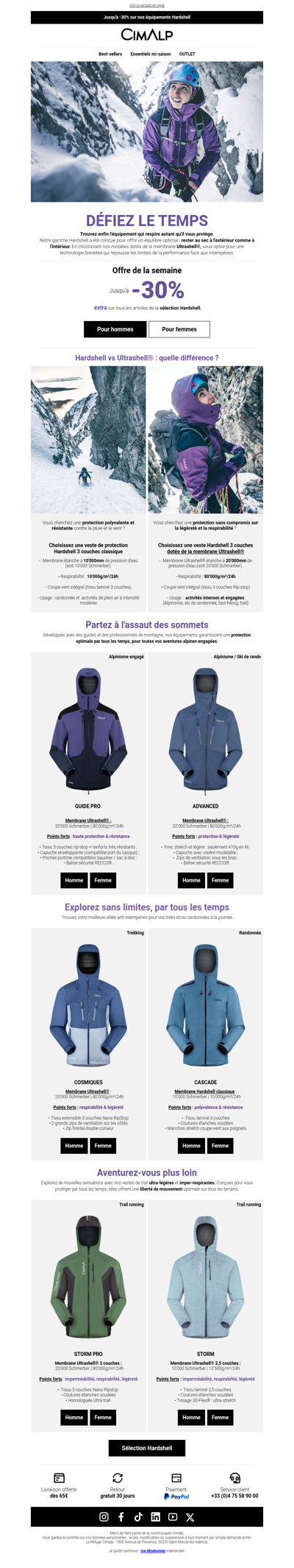 Jusqu'à -30% extra sur nos Hardshell 🌧️