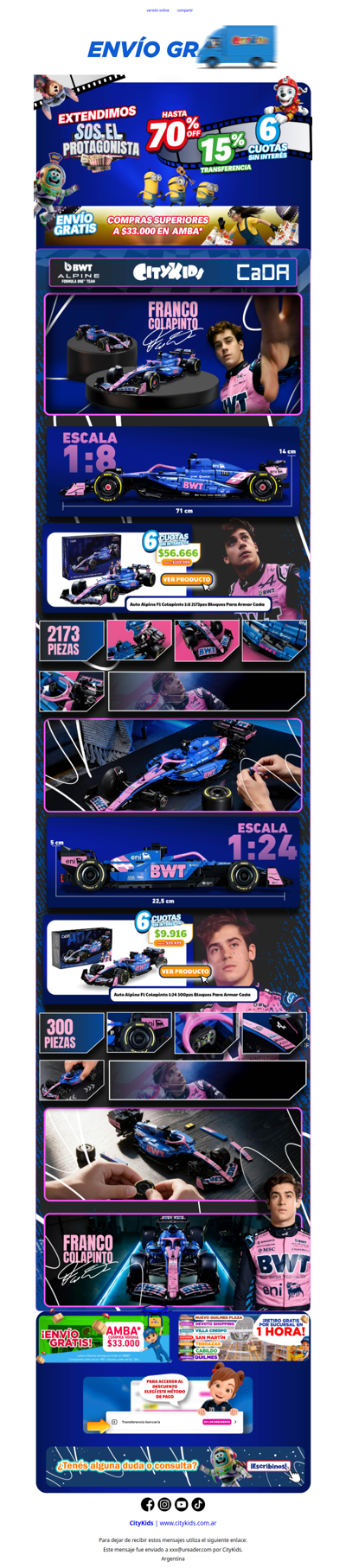 ¡Franco Colapinto ya tiene su Alpine F1 para armar! 🏁