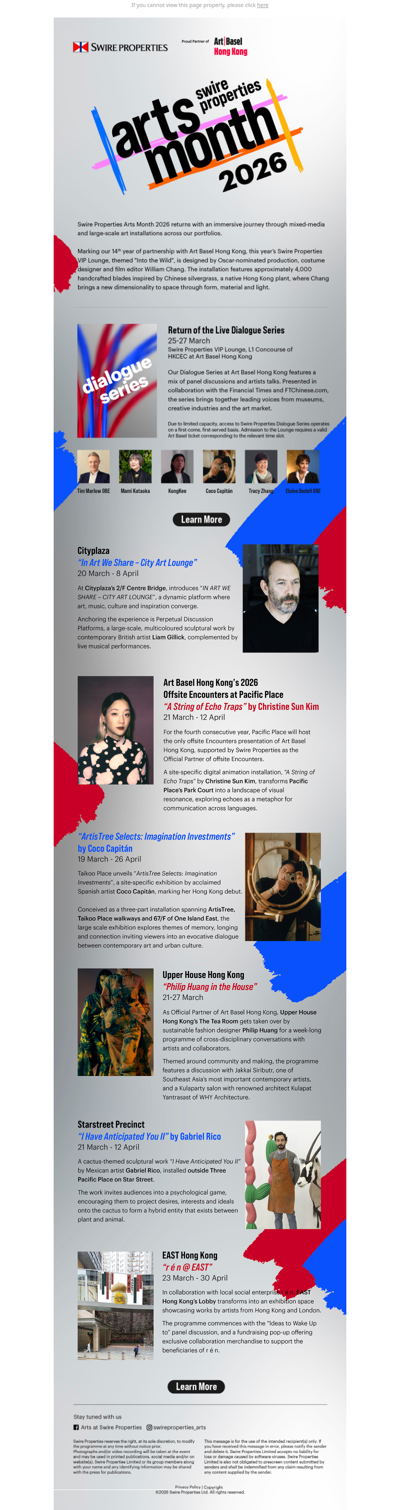 Swire Properties Arts Month returns in 2026 太古地產藝術月2026載譽回歸