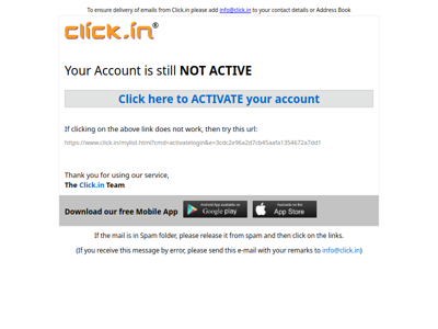 Activate your Click.in account