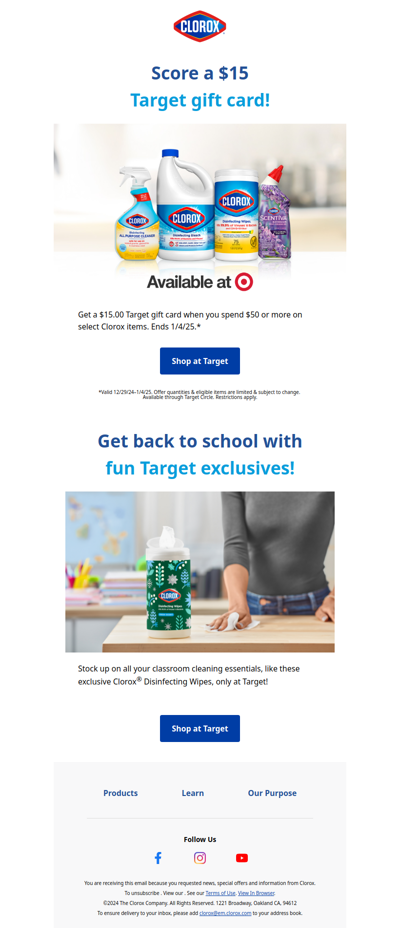 🎒 Get back to school with a $15 Target Gift Card.