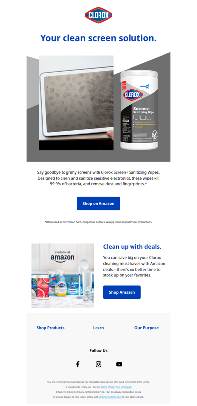 A cleaner screen + Amazon deals.