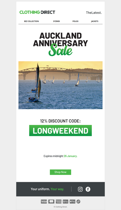 HELLO LONG WEEKEND - 12% OFF SITEWIDE