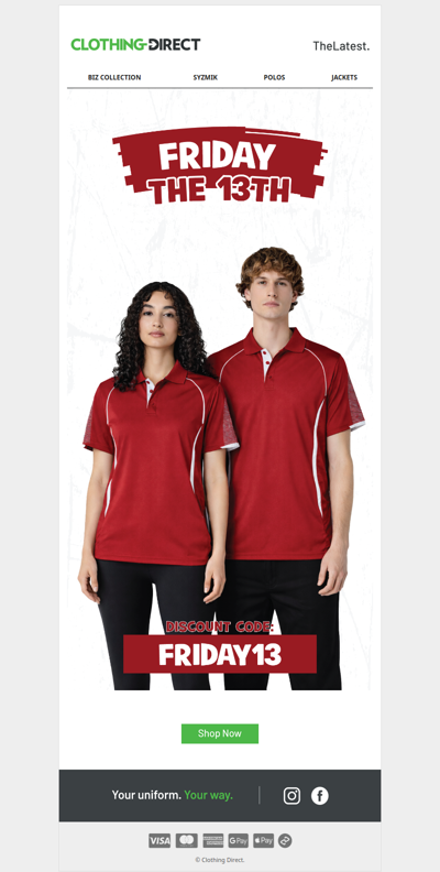 FRIDAY 13% OFF SITEWIDE - 2 Days Only.