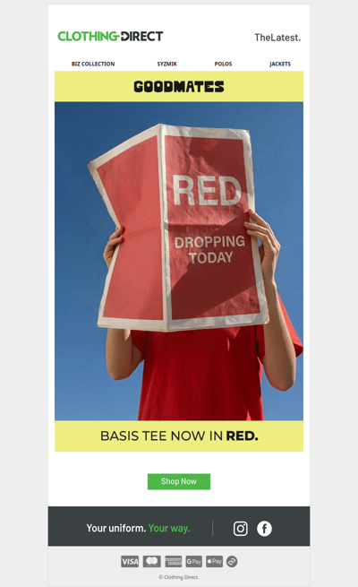 Your fave BASIS tee. Now in red.