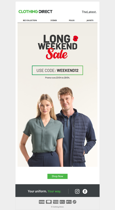 12% OFF Sitewide - Long Weekend Sale 🛒✨