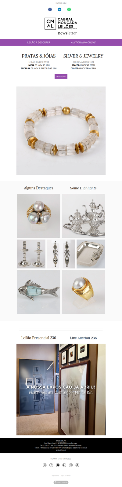 Leilão Online 1594 - Pratas & Jóias