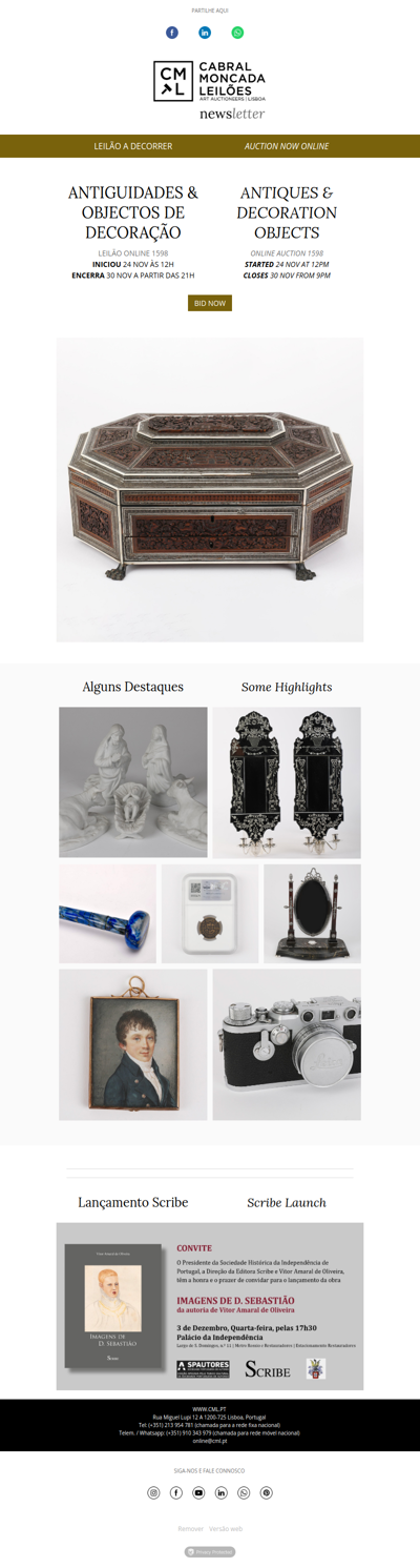 Leilão Online 1598 - Antiguidades & Objectos de Decoração