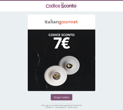 Coupon Italian Gourmet 🍝 7€ in regalo per la tua passione in cucina