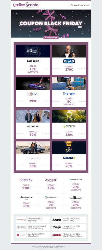 Rendi il tuo Black Friday 🖤 leggendario grazie ai coupon di CodiceSconto