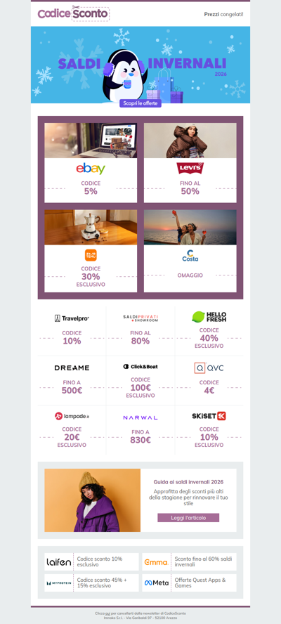 Le temperature scendono ❄️ ma gli sconti salgono su CodiceSconto