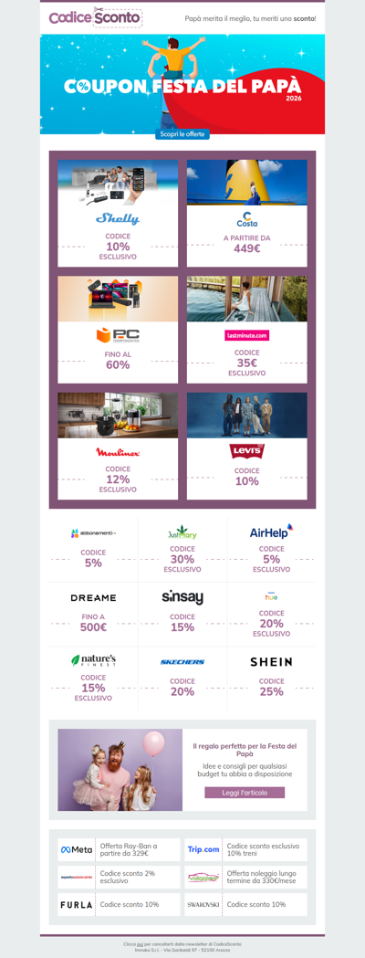 Zero idee regalo per il papà? 🎁 Ci pensano i coupon di CodiceSconto