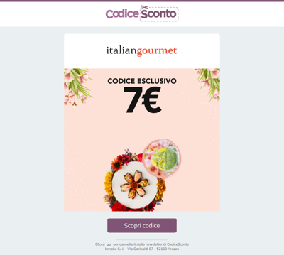 Coupon Italian Gourmet 🍝 7€ in regalo per la tua passione da chef 👨🏻‍🍳