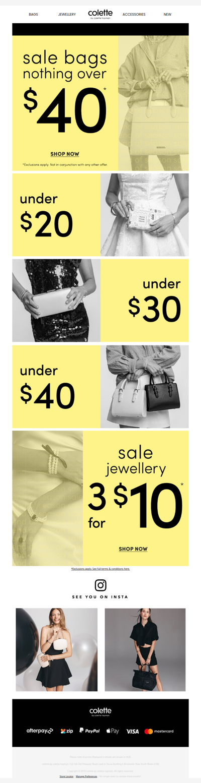 Nothing over $40 sale bags starts now!