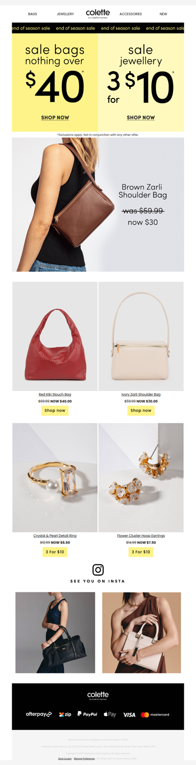 Nothing Over $40 Bags | From $10