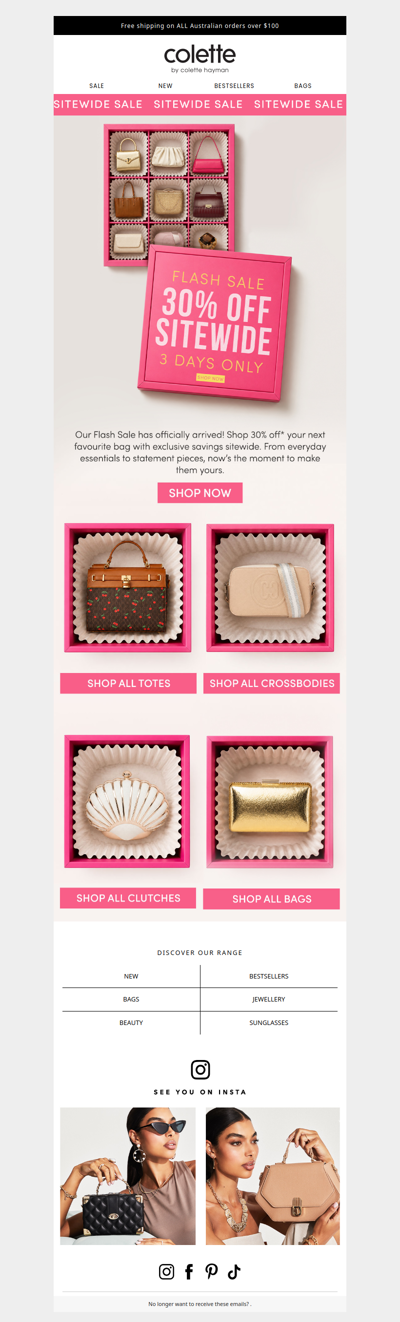 30% off everything. 3 days. Go.