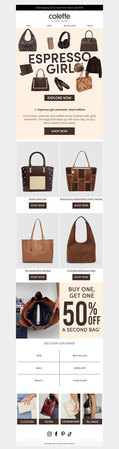 ☕ Chocolate. Caramel. Coffee. Your new work bag aesthetic.