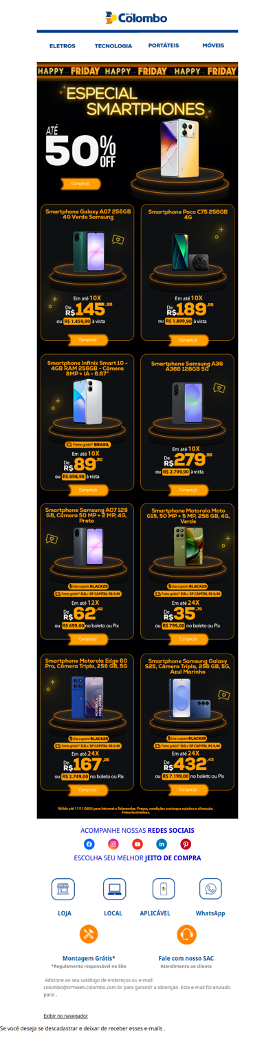 Happy Friday: Seu Smartphone novo com até 50% OFF! 📱