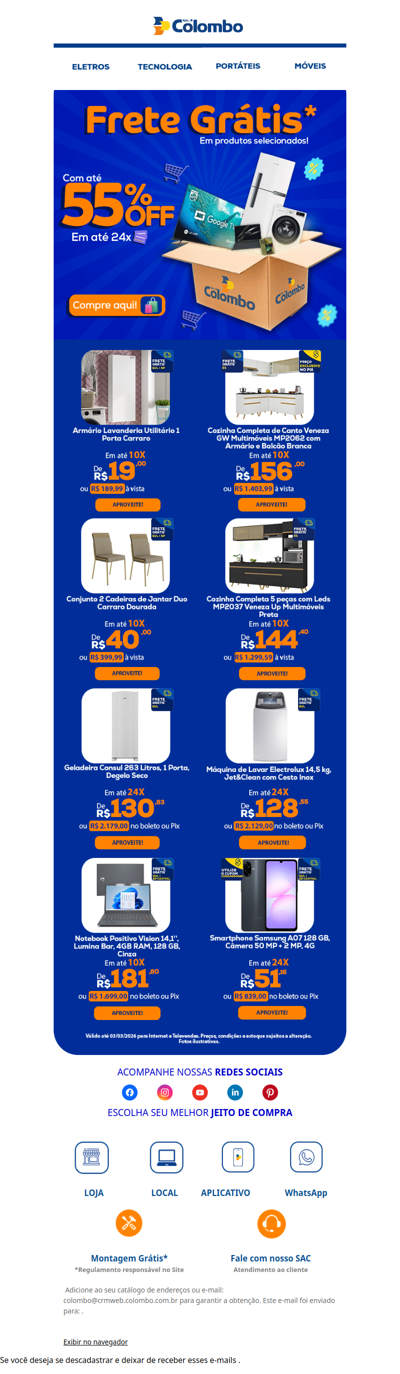 Começou o 03.03 com FRETE GRÁTIS 🚚