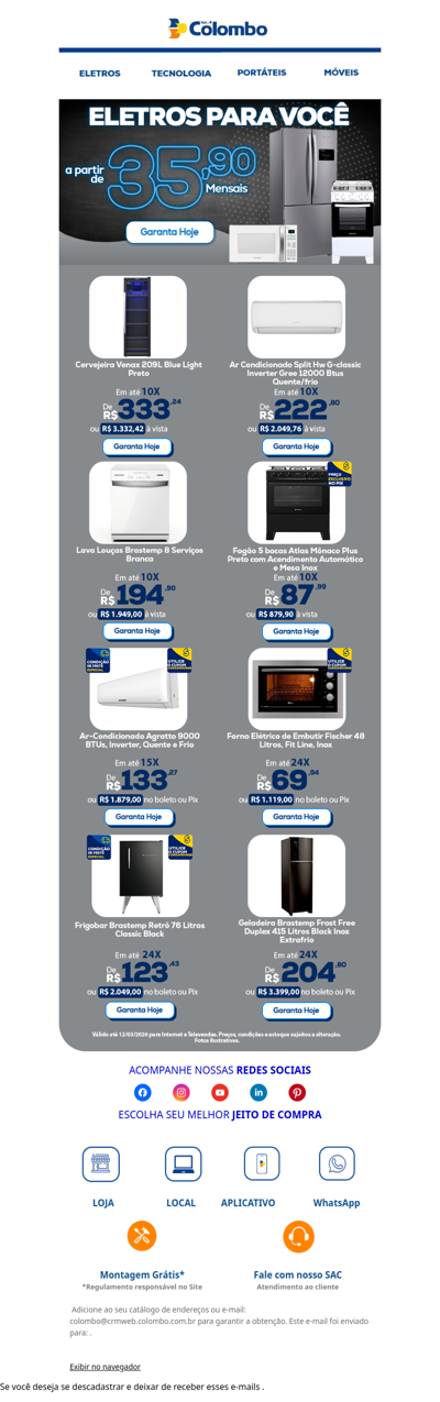 💥 Eletrodomésticos em oferta