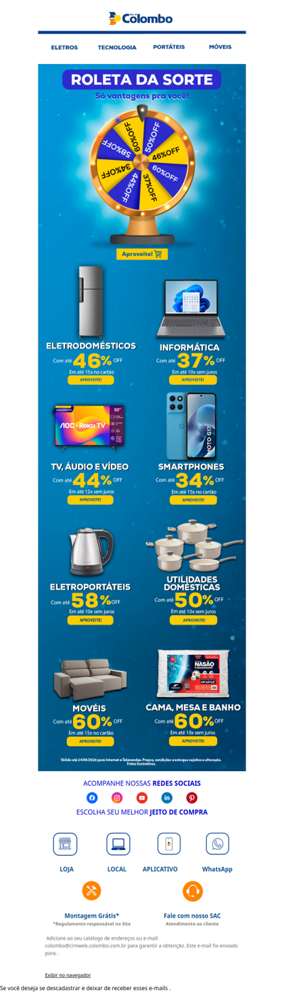 🎡 Gire a Roleta da Sorte agora