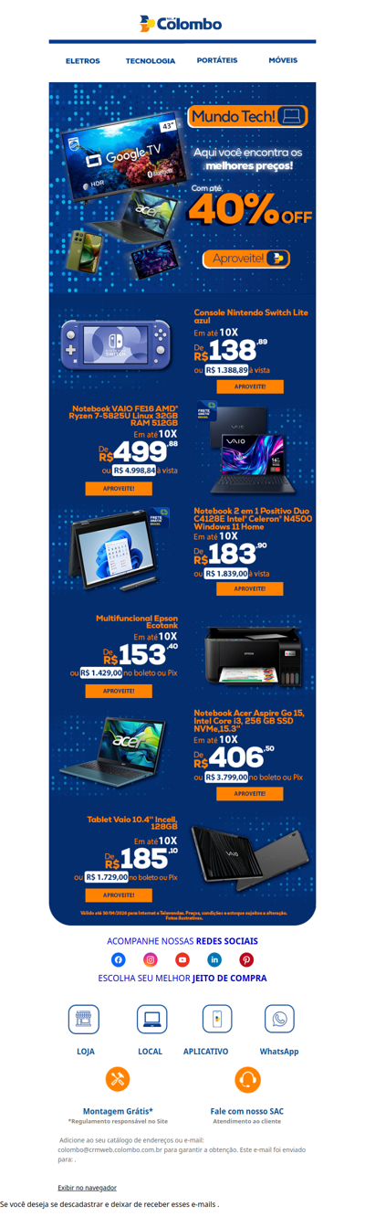 💻 Ofertas Mundo Tech até 40% OFF