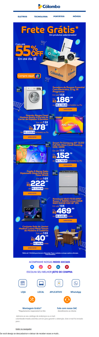 💥 Até 55% OFF + frete grátis*